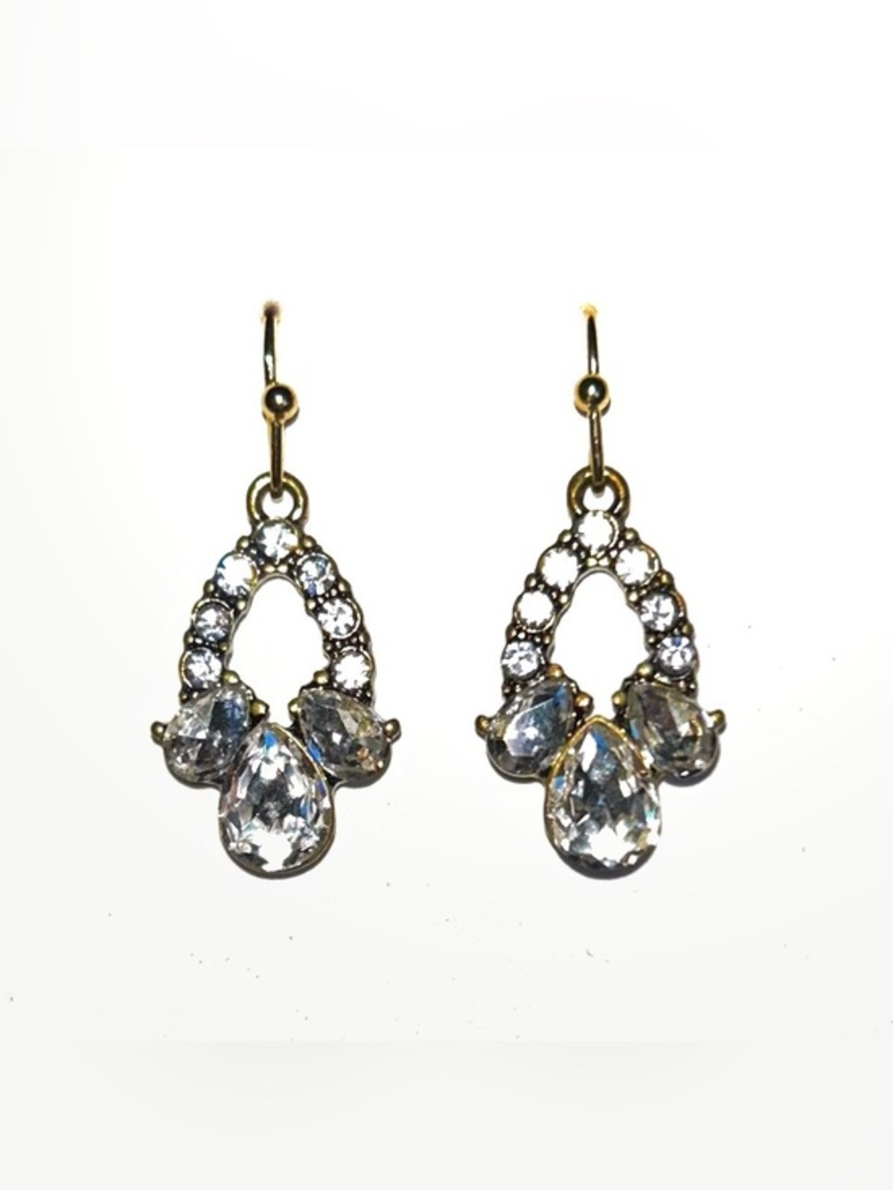 Gold Crystal Teardrop Dangle Earrings